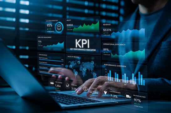 KPI business analytics dashboard helps businessmen monitor revenue, profit, customer satisfaction, employee engagement, sales, efficiency, conversion metrics, data driven strategy, performance growth