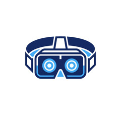 Fototapeta premium Modern virtual reality headset icon for gaming and immersive digital technology experience in flat vector style