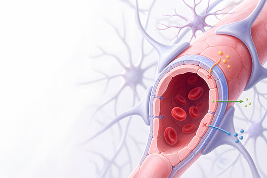 Blood Brain Barrier Protecting Neural Capillaries Illustration