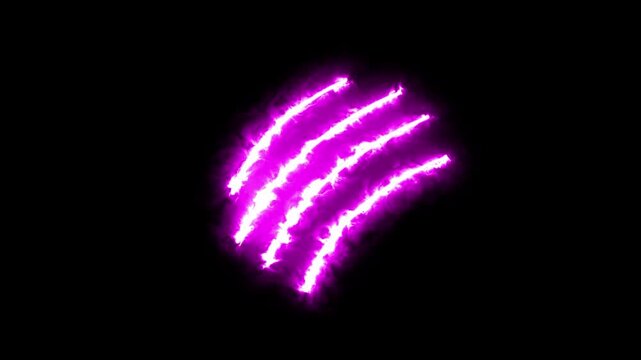 red color claw effect animated animal scratch effect flaming scratch light effect 4k neon fire scratch looping ,fire slash effect on black background.4k video animation.