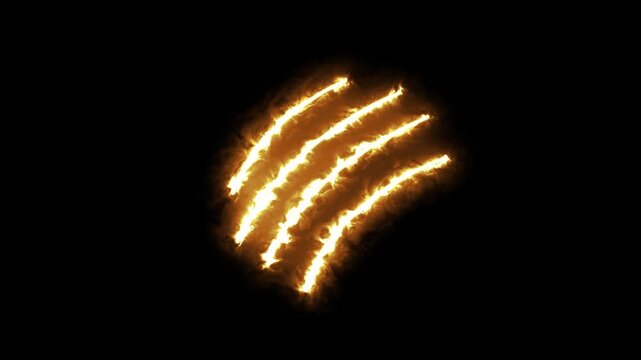 red color claw effect animated animal scratch effect flaming scratch light effect 4k neon fire scratch looping ,fire slash effect on black background.4k video animation.