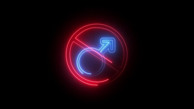 Glowing neon line Gender icon not allow animation. glowing gender symbol video footage.4k video animatio.