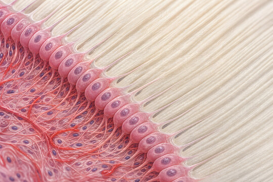 Odontoblast layer along pulp dentin border