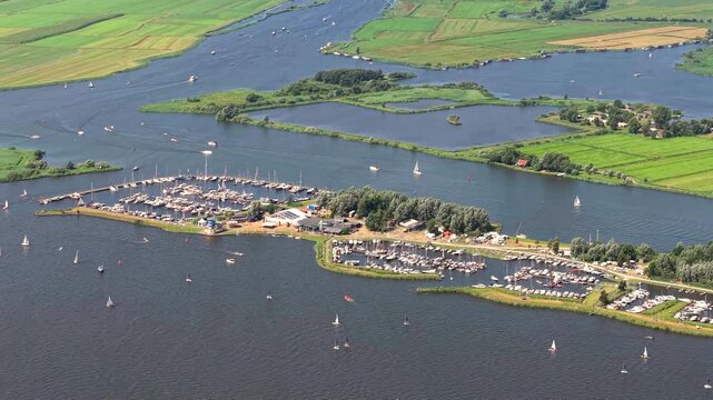 Drone view of Starteiland and Sneekweek sailboats