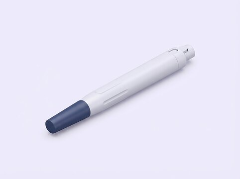 White Plastic Insulin Injection Pen on Clean Light Surface