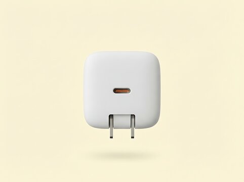 White USB-C Wall Charger Adapter on Minimal Cream Background