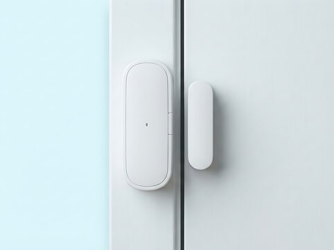 Wireless Door and Window Sensor on White Frame for Smart Home Security