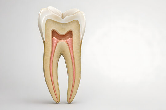 Longitudinal section of treated premolar root canals
