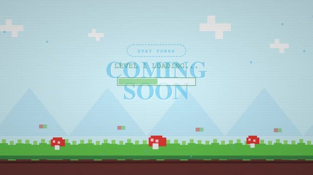 Retro Pixel Art Coming Soon Screen for Gaming Announcement