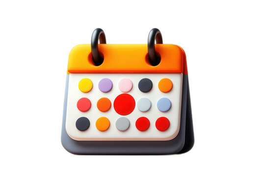 3D Stylized Colorful Calendar Icon Isolated on White