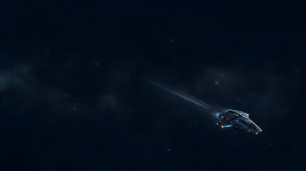Fototapeta premium Futuristic spacecraft traveling through deep space
