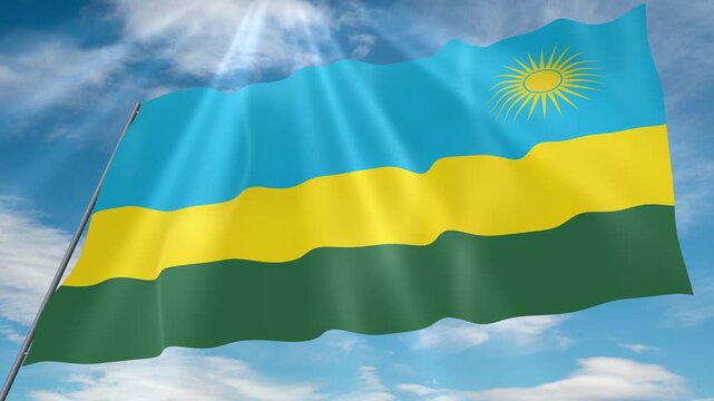 Rwanda Flag Seamless Loop 4k 60fps on Sky Background