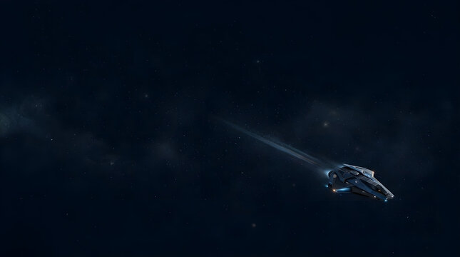 Futuristic spacecraft traveling through deep space
