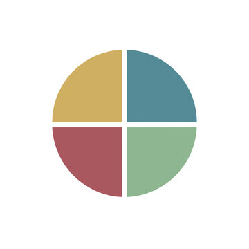 Simple four quadrant circular pie chart icon.
