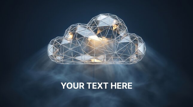 Cloud structure rendered in silver wireframe floats above a dark background.