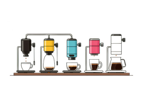 Modern CMYK Coffee Machine Vector Illustration