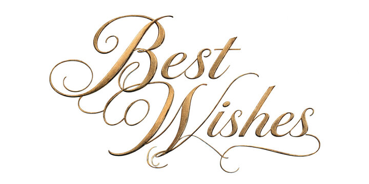 Elegant golden best wishes text in cursive font perfect for greeting cards and invitations