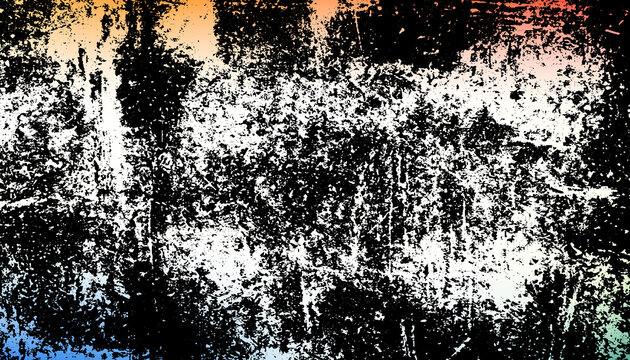 Black grunge texture on vibrant orange and blue gradient
