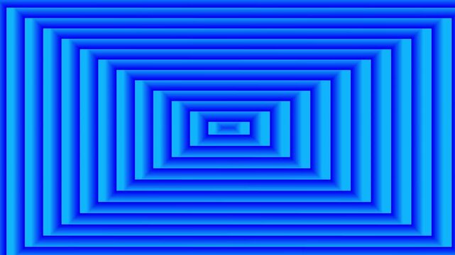 Bright blue rectangular tunnel effect with concentric geometric shapes and gradient depth perception