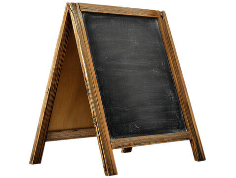 Blank Wooden A-frame Chalkboard Sandwich Sign Isolated on White