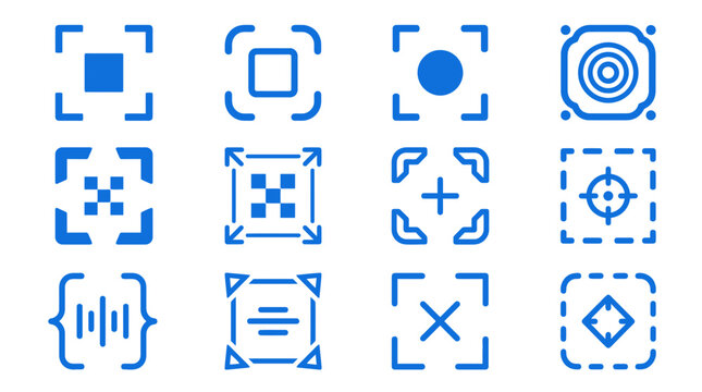 Collection of blue geometric icons and symbols 2.