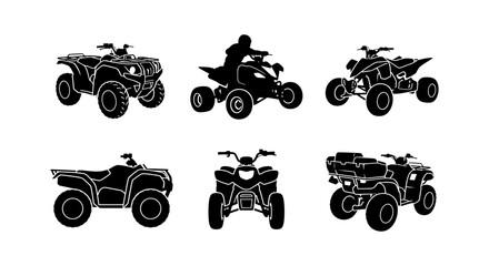 All-Terrain Vehicle Silhouettes, ATV Icons Set, Quad Bike Vector Graphics Collection © ROSE
