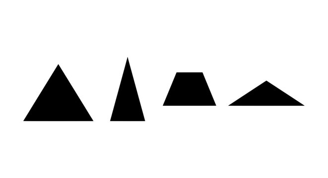 Geometric Shapes, Simple Triangles, Trapezoids, Minimalist Design Elements, Black and White Vector Icons