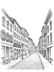 Fototapeta premium European Street Sketch