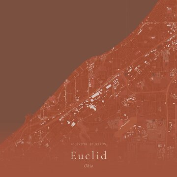 Terracotta Map of Euclid, United States | Warm Earth Tone Wall Art