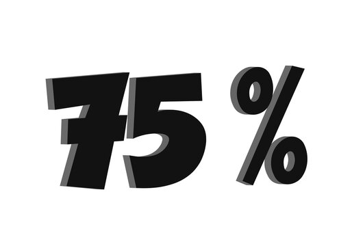 Retro Three Dimensional Seventy Five Percent Discount Typography Text Design for Retail Sale Promotion Ecommerce Marketing and Shopping Campaign Transparent PNG Background