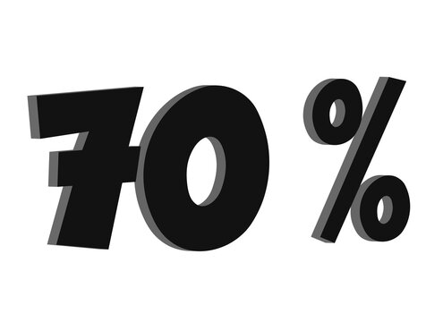 Retro Three Dimensional Seventy Percent Discount Typography Text Design for Retail Sale Promotion Ecommerce Marketing and Shopping Campaign Transparent PNG Background