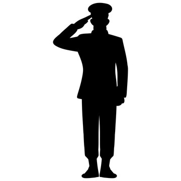 Silhouette of Police Officer Saluting