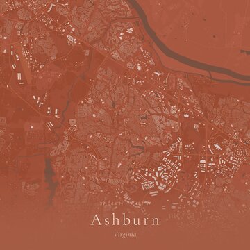Terracotta Map of Ashburn, United States | Warm Earth Tone Wall Art