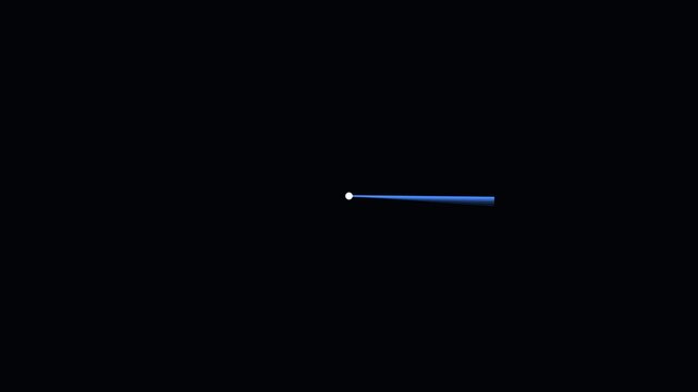 Abstract blue trailing lines rotating around four white points on a black background