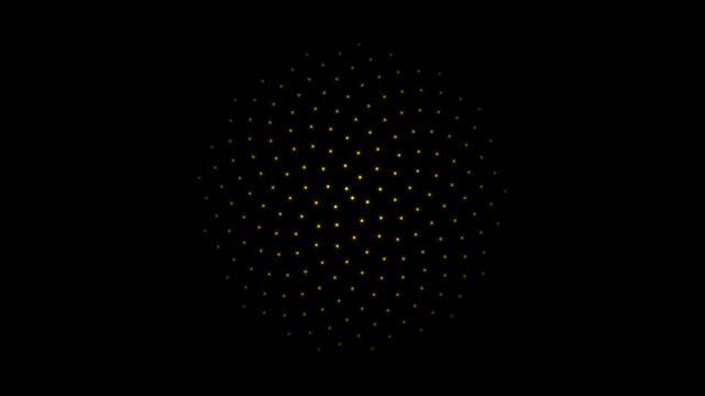 Abstract golden ratio spiral patterns with glowing dots rotating on a solid black background