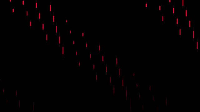 Abstract red glitchy lines cascading diagonally across a dark black background