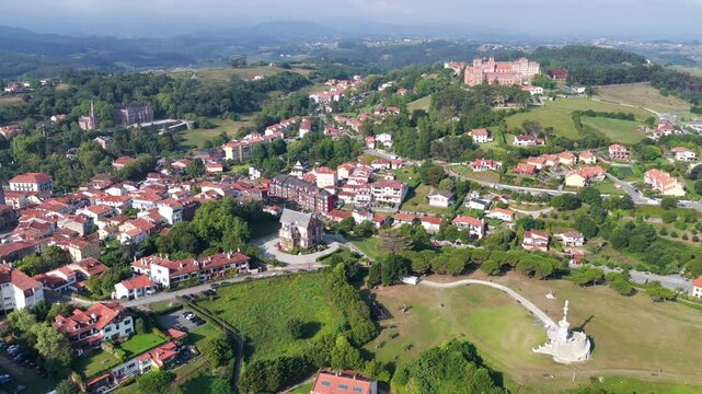 Aerial View of the Historic Village of Comillas at Sunrise, Cantabrian Coast, Northern Spain