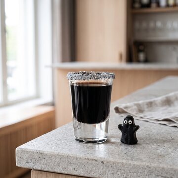 Finnish Salmiakki Liquor Shot Glass with Salty Rim for Halloween