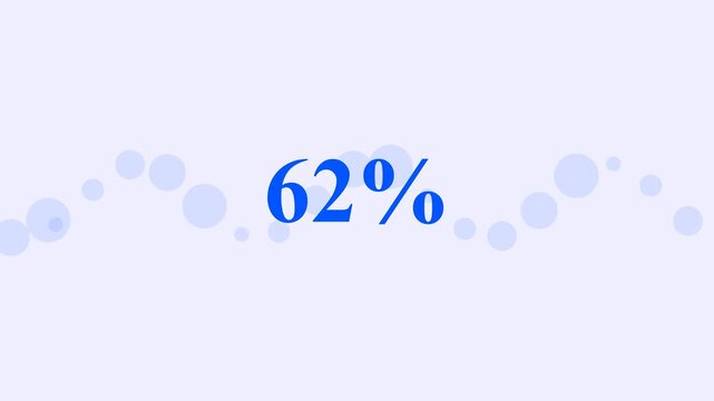 Blue percentage data icons floating over a white background with subtle bokeh light effects