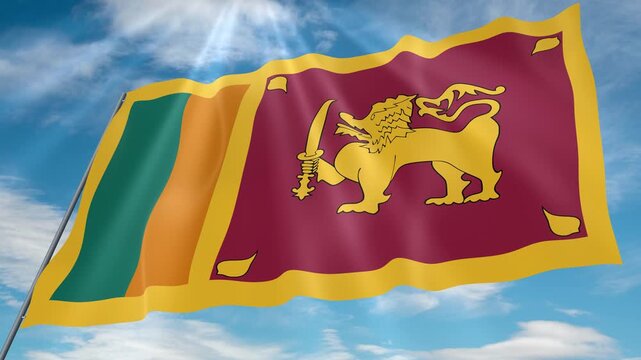 Sri Lanka Flag Seamless Loop 4k 60fps on Sky Background