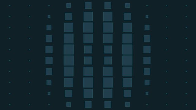 Digital blue grid with pulsing square sectors for technology and data visualization