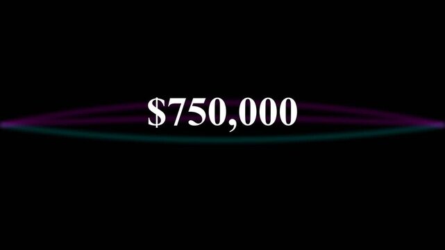 Glowing ribbons displaying increasing dollar amounts for financial growth and market data