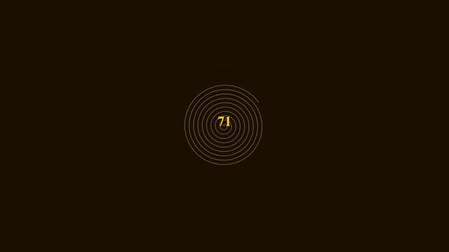 Golden spiral progress bars with numerical counters increasing on a black background