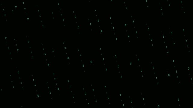 Green binary numbers floating in dark digital space representing data flow and cyber security
