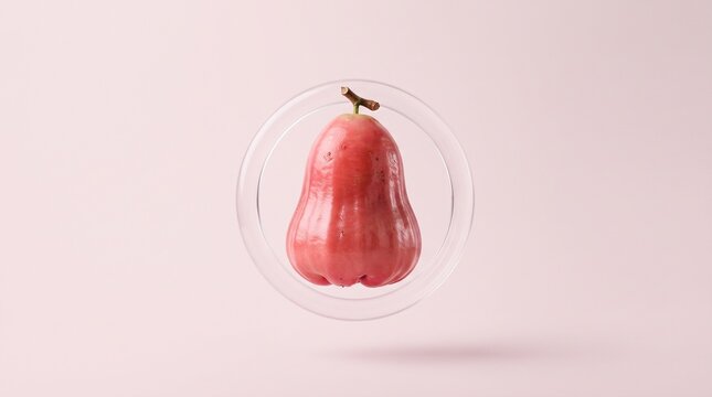 Rose Apple in Minimalist Studio Lighting on Clean Background