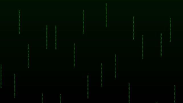 Green digital code rain falling vertically on a dark background for technology concepts