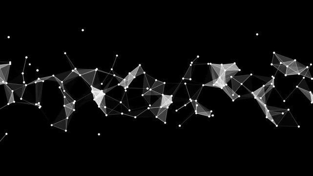 White Polygon Network Connection, Abstract Isolated Geometric Particle Mesh Alpha Channel Animation for Technology and Science Stream Videos, overlay motion design element