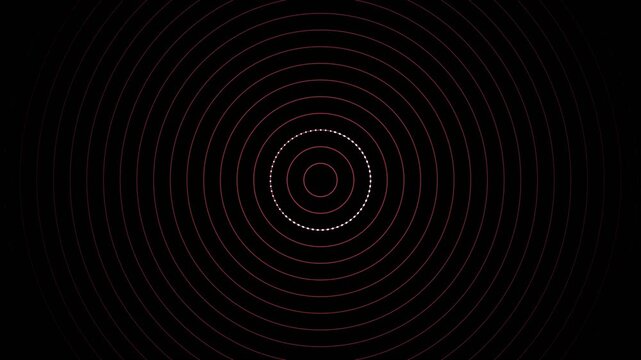 Minimalist abstract animation of red concentric ripples representing gravity waves on black
