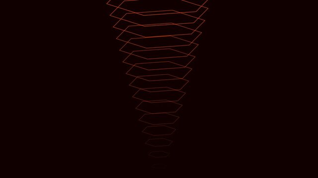 Red glowing hexagonal wireframe structures forming a digital energy core on black