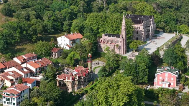 Aerial View of the Historic Village of Comillas at Sunrise, Cantabrian Coast, Northern Spain